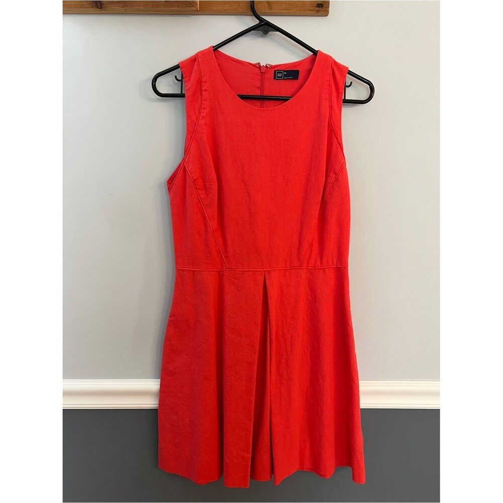 GAP Linen Blend Dress Red Sleeveless Size 4